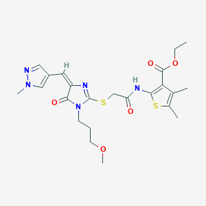molecular formula C23H29N5O5S2 B4672560 ETHYL 2-{[2-({1-(3-METHOXYPROPYL)-4-[(E)-1-(1-METHYL-1H-PYRAZOL-4-YL)METHYLIDENE]-5-OXO-4,5-DIHYDRO-1H-IMIDAZOL-2-YL}SULFANYL)ACETYL]AMINO}-4,5-DIMETHYL-3-THIOPHENECARBOXYLATE 