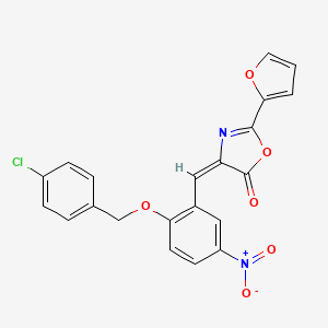 molecular formula C21H13ClN2O6 B4672831 (4E)-4-[[2-[(4-chlorophenyl)methoxy]-5-nitrophenyl]methylidene]-2-(furan-2-yl)-1,3-oxazol-5-one 