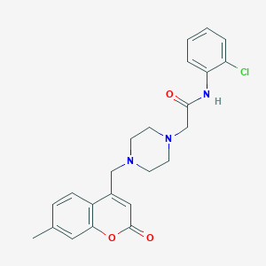 molecular formula C23H24ClN3O3 B4673021 N-(2-chlorophenyl)-2-{4-[(7-methyl-2-oxo-2H-chromen-4-yl)methyl]piperazin-1-yl}acetamide 