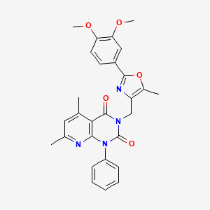 molecular formula C28H26N4O5 B4673151 3-{[2-(3,4-DIMETHOXYPHENYL)-5-METHYL-1,3-OXAZOL-4-YL]METHYL}-5,7-DIMETHYL-1-PHENYL-1H,2H,3H,4H-PYRIDO[2,3-D]PYRIMIDINE-2,4-DIONE 
