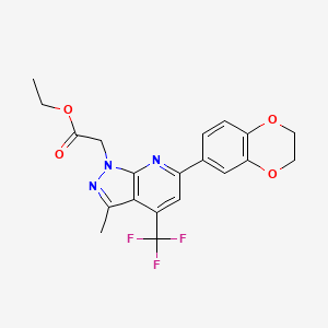 molecular formula C20H18F3N3O4 B4673271 ETHYL 2-[6-(2,3-DIHYDRO-1,4-BENZODIOXIN-6-YL)-3-METHYL-4-(TRIFLUOROMETHYL)-1H-PYRAZOLO[3,4-B]PYRIDIN-1-YL]ACETATE 