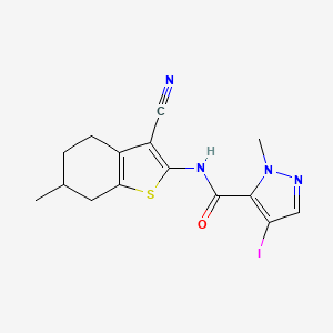 molecular formula C15H15IN4OS B4673298 N-(3-cyano-6-methyl-4,5,6,7-tetrahydro-1-benzothiophen-2-yl)-4-iodo-1-methyl-1H-pyrazole-5-carboxamide 