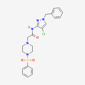 molecular formula C22H24ClN5O3S B4673446 N~1~-(1-BENZYL-4-CHLORO-1H-PYRAZOL-3-YL)-2-[4-(PHENYLSULFONYL)PIPERAZINO]ACETAMIDE 
