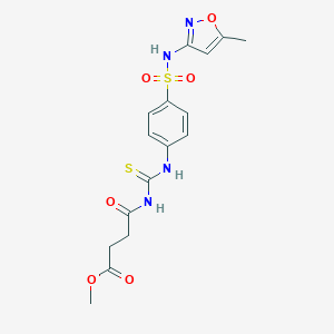 molecular formula C16H18N4O6S2 B467383 methyl 4-[({4-[(5-methyl-1,2-oxazol-3-yl)sulfamoyl]phenyl}carbamothioyl)amino]-4-oxobutanoate CAS No. 500201-43-4