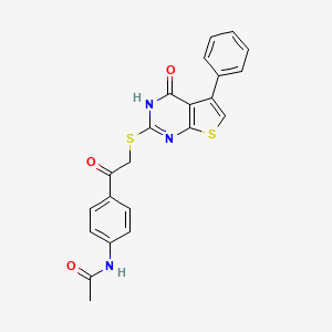 molecular formula C22H17N3O3S2 B4674171 N-[4-[2-[(4-oxo-5-phenyl-3H-thieno[2,3-d]pyrimidin-2-yl)sulfanyl]acetyl]phenyl]acetamide 