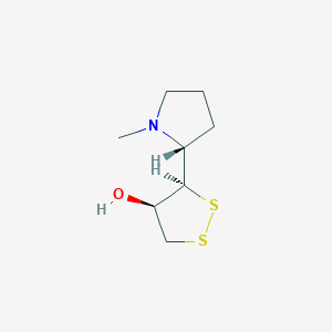 molecular formula C8H15NOS2 B046743 (3R,4R)-3-((2R)-1-Methylpyrrolidin-2-yl)dithiolan-4-ol CAS No. 121702-91-8