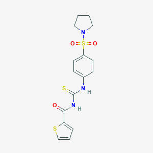 molecular formula C16H17N3O3S3 B467431 N-((4-(pyrrolidin-1-ylsulfonyl)phenyl)carbamothioyl)thiophene-2-carboxamide CAS No. 379714-26-8