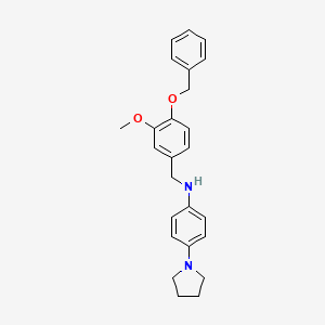 molecular formula C25H28N2O2 B4674409 N-{[4-(BENZYLOXY)-3-METHOXYPHENYL]METHYL}-4-(PYRROLIDIN-1-YL)ANILINE 