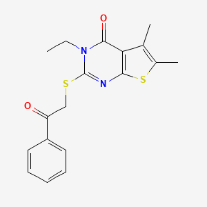 B4674491 3-ethyl-5,6-dimethyl-2-[(2-oxo-2-phenylethyl)thio]thieno[2,3-d]pyrimidin-4(3H)-one CAS No. 335399-66-1