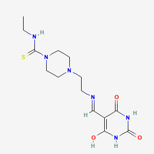 molecular formula C14H22N6O3S B4674513 N-ethyl-4-(2-{[(2,4,6-trioxotetrahydropyrimidin-5(2H)-ylidene)methyl]amino}ethyl)piperazine-1-carbothioamide 
