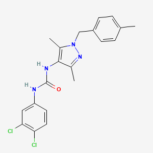 molecular formula C20H20Cl2N4O B4674618 N-(3,4-dichlorophenyl)-N'-[3,5-dimethyl-1-(4-methylbenzyl)-1H-pyrazol-4-yl]urea 