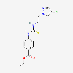 molecular formula C15H17ClN4O2S B4674670 ETHYL 4-[({[2-(4-CHLORO-1H-PYRAZOL-1-YL)ETHYL]AMINO}CARBOTHIOYL)AMINO]BENZOATE 