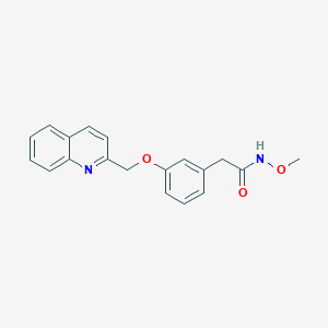 molecular formula C19H18N2O3 B046748 Methyl 3-(2-quinolinylmethoxy)benzeneacetohydroxamate CAS No. 118308-94-4