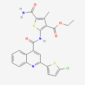 molecular formula C23H18ClN3O4S2 B4674956 ETHYL 5-CARBAMOYL-2-[2-(5-CHLOROTHIOPHEN-2-YL)QUINOLINE-4-AMIDO]-4-METHYLTHIOPHENE-3-CARBOXYLATE 