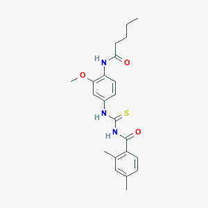 molecular formula C22H27N3O3S B4675024 N-{[3-methoxy-4-(pentanoylamino)phenyl]carbamothioyl}-2,4-dimethylbenzamide 
