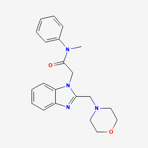 molecular formula C21H24N4O2 B4675064 N-methyl-2-{2-[(morpholin-4-yl)methyl]-1H-1,3-benzodiazol-1-yl}-N-phenylacetamide 