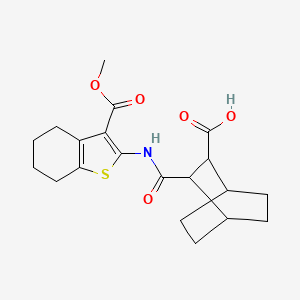 molecular formula C20H25NO5S B4675102 3-{[3-(Methoxycarbonyl)-4,5,6,7-tetrahydro-1-benzothiophen-2-yl]carbamoyl}bicyclo[2.2.2]octane-2-carboxylic acid 