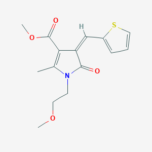 molecular formula C15H17NO4S B4675175 methyl (4Z)-1-(2-methoxyethyl)-2-methyl-5-oxo-4-(thiophen-2-ylmethylidene)-4,5-dihydro-1H-pyrrole-3-carboxylate 
