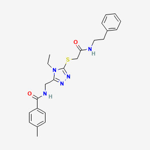 molecular formula C23H27N5O2S B4675225 N-{[4-ethyl-5-({2-oxo-2-[(2-phenylethyl)amino]ethyl}sulfanyl)-4H-1,2,4-triazol-3-yl]methyl}-4-methylbenzamide 