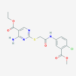 molecular formula C17H17ClN4O5S B4675236 ETHYL 4-AMINO-2-[({[4-CHLORO-3-(METHOXYCARBONYL)PHENYL]CARBAMOYL}METHYL)SULFANYL]PYRIMIDINE-5-CARBOXYLATE 