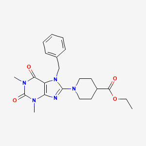 molecular formula C22H27N5O4 B4675318 ethyl 1-(7-benzyl-1,3-dimethyl-2,6-dioxo-2,3,6,7-tetrahydro-1H-purin-8-yl)piperidine-4-carboxylate 
