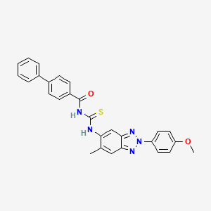 molecular formula C28H23N5O2S B4675691 N-{[2-(4-methoxyphenyl)-6-methyl-2H-benzotriazol-5-yl]carbamothioyl}biphenyl-4-carboxamide 