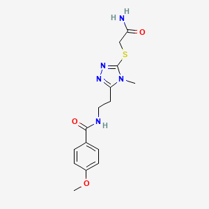 molecular formula C15H19N5O3S B4675759 N-(2-{5-[(2-amino-2-oxoethyl)sulfanyl]-4-methyl-4H-1,2,4-triazol-3-yl}ethyl)-4-methoxybenzamide 