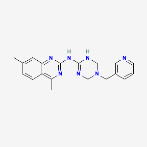 molecular formula C19H21N7 B4675950 4,7-dimethyl-N-[5-(pyridin-3-ylmethyl)-1,4,5,6-tetrahydro-1,3,5-triazin-2-yl]quinazolin-2-amine 
