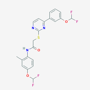 molecular formula C21H17F4N3O3S B4676085 N~1~-[4-(DIFLUOROMETHOXY)-2-METHYLPHENYL]-2-({4-[3-(DIFLUOROMETHOXY)PHENYL]-2-PYRIMIDINYL}SULFANYL)ACETAMIDE 