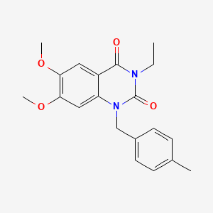 molecular formula C20H22N2O4 B4676129 3-ethyl-6,7-dimethoxy-1-(4-methylbenzyl)quinazoline-2,4(1H,3H)-dione 