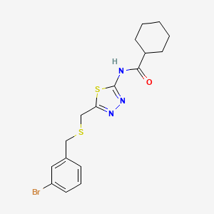 molecular formula C17H20BrN3OS2 B4676140 N-[5-[(3-bromophenyl)methylsulfanylmethyl]-1,3,4-thiadiazol-2-yl]cyclohexanecarboxamide 