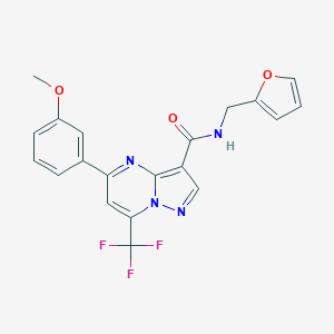 molecular formula C20H15F3N4O3 B467617 N-(furan-2-ylmethyl)-5-(3-methoxyphenyl)-7-(trifluoromethyl)pyrazolo[1,5-a]pyrimidine-3-carboxamide CAS No. 496031-81-3