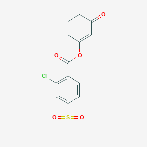 molecular formula C14H13ClO5S B046763 2-Chloro-4-(methylsulfonyl)-oxo-1-cyclohexen-1-yl benzoic acid CAS No. 114911-83-0