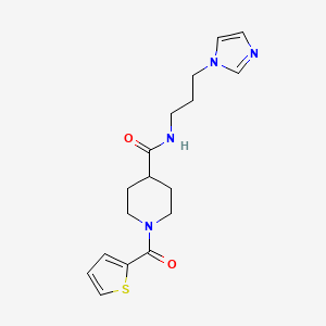 molecular formula C17H22N4O2S B4676303 N-[3-(1H-IMIDAZOL-1-YL)PROPYL]-1-(THIOPHENE-2-CARBONYL)PIPERIDINE-4-CARBOXAMIDE 