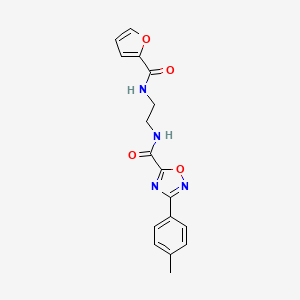 molecular formula C17H16N4O4 B4676377 N-(2-{[3-(4-METHYLPHENYL)-1,2,4-OXADIAZOL-5-YL]FORMAMIDO}ETHYL)FURAN-2-CARBOXAMIDE 