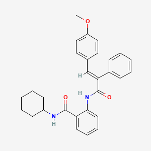molecular formula C29H30N2O3 B4676582 N-cyclohexyl-2-{[(2E)-3-(4-methoxyphenyl)-2-phenylprop-2-enoyl]amino}benzamide 
