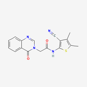 molecular formula C17H14N4O2S B4676690 N-(3-cyano-4,5-dimethylthiophen-2-yl)-2-(4-oxoquinazolin-3(4H)-yl)acetamide 