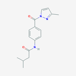 molecular formula C16H19N3O2 B467676 3-methyl-N-{4-[(3-methyl-1H-pyrazol-1-yl)carbonyl]phenyl}butanamide CAS No. 511517-65-0