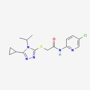 molecular formula C15H18ClN5OS B4676927 N-(5-CHLORO-2-PYRIDINYL)-2-[(5-CYCLOPROPYL-4-ISOPROPYL-4H-1,2,4-TRIAZOL-3-YL)SULFANYL]ACETAMIDE 