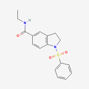 molecular formula C17H18N2O3S B4677066 N-ethyl-1-(phenylsulfonyl)-2,3-dihydro-1H-indole-5-carboxamide 
