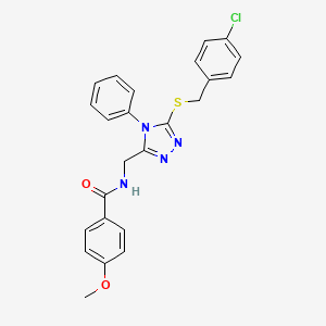 molecular formula C24H21ClN4O2S B4677134 N-({5-[(4-chlorobenzyl)sulfanyl]-4-phenyl-4H-1,2,4-triazol-3-yl}methyl)-4-methoxybenzamide 
