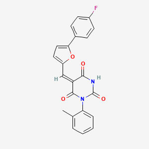molecular formula C22H15FN2O4 B4677259 (5E)-5-[[5-(4-fluorophenyl)furan-2-yl]methylidene]-1-(2-methylphenyl)-1,3-diazinane-2,4,6-trione CAS No. 347397-77-7