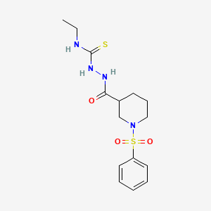 molecular formula C15H22N4O3S2 B4677427 N-ethyl-2-{[1-(phenylsulfonyl)piperidin-3-yl]carbonyl}hydrazinecarbothioamide 