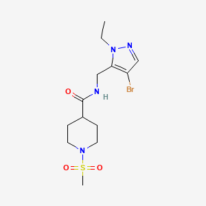 molecular formula C13H21BrN4O3S B4677808 N~4~-[(4-BROMO-1-ETHYL-1H-PYRAZOL-5-YL)METHYL]-1-(METHYLSULFONYL)-4-PIPERIDINECARBOXAMIDE 