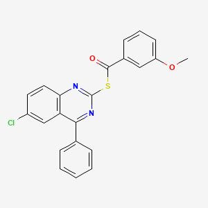 molecular formula C22H15ClN2O2S B4677818 S-(6-chloro-4-phenylquinazolin-2-yl) 3-methoxybenzenecarbothioate 