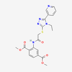 molecular formula C21H21N5O5S B4678044 dimethyl 2-[({[4-ethyl-5-(3-pyridinyl)-4H-1,2,4-triazol-3-yl]thio}acetyl)amino]terephthalate 