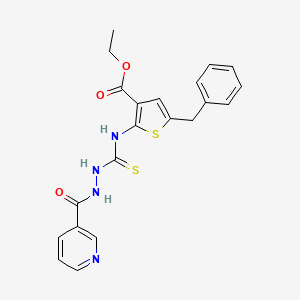molecular formula C21H20N4O3S2 B4678047 ethyl 5-benzyl-2-({[2-(3-pyridinylcarbonyl)hydrazino]carbonothioyl}amino)-3-thiophenecarboxylate 
