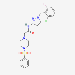 molecular formula C22H23ClFN5O3S B4678099 N~1~-[1-(2-CHLORO-6-FLUOROBENZYL)-1H-PYRAZOL-3-YL]-2-[4-(PHENYLSULFONYL)PIPERAZINO]ACETAMIDE 