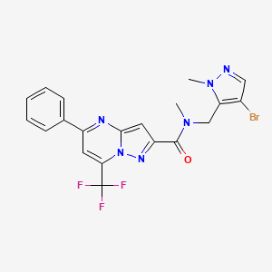 molecular formula C20H16BrF3N6O B4678125 N~2~-[(4-BROMO-1-METHYL-1H-PYRAZOL-5-YL)METHYL]-N~2~-METHYL-5-PHENYL-7-(TRIFLUOROMETHYL)PYRAZOLO[1,5-A]PYRIMIDINE-2-CARBOXAMIDE 