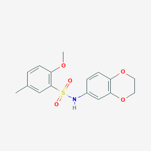 molecular formula C16H17NO5S B4679392 N-(2,3-dihydro-1,4-benzodioxin-6-yl)-2-methoxy-5-methylbenzenesulfonamide 